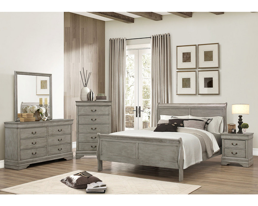 Good Deal Charlie Inc Louis Philip Grey Queen Bed Dresser Mirror Nightstand Bedroom