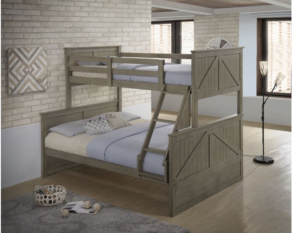 Ashland Twin Full Bunkbed - Weathered Grey w/ Mattresses