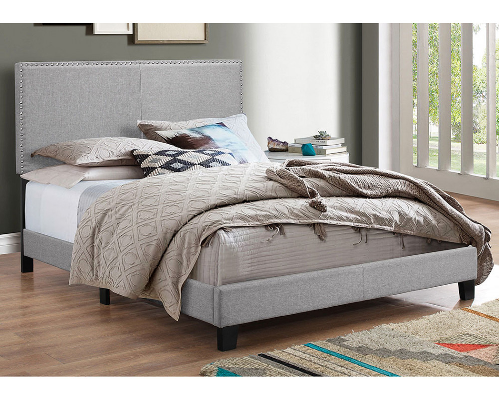 Erin Grey Queen Nailhead Bed