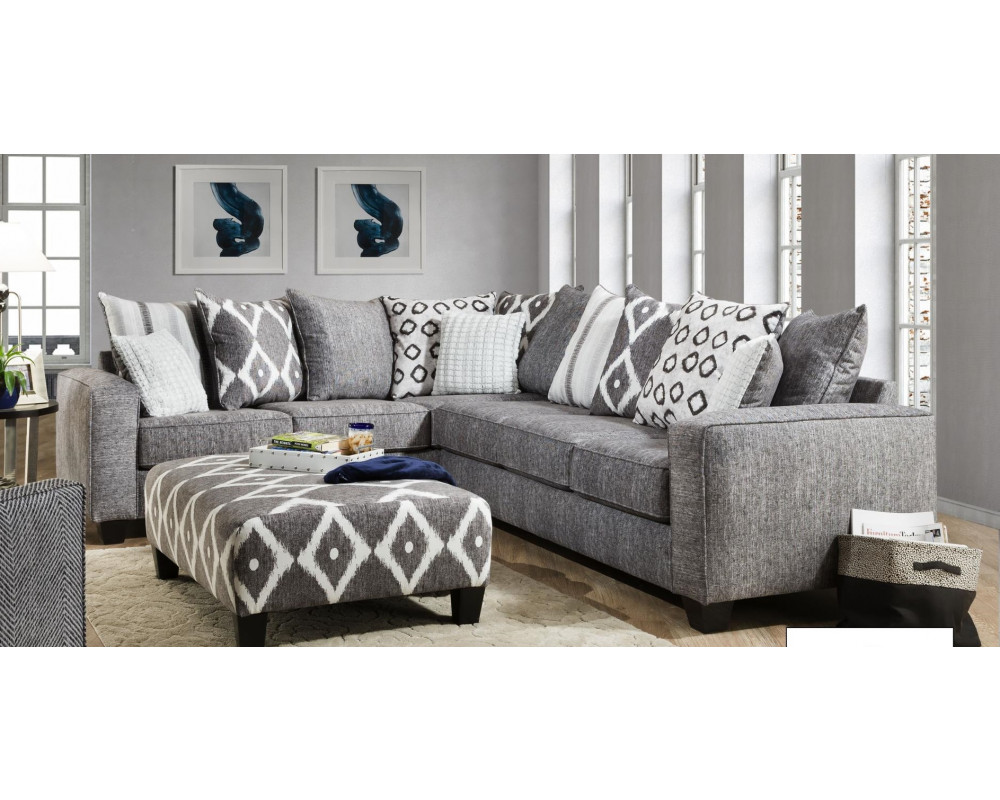 Good Deal Charlie Inc. Stonewash Black Sectional Living Room
