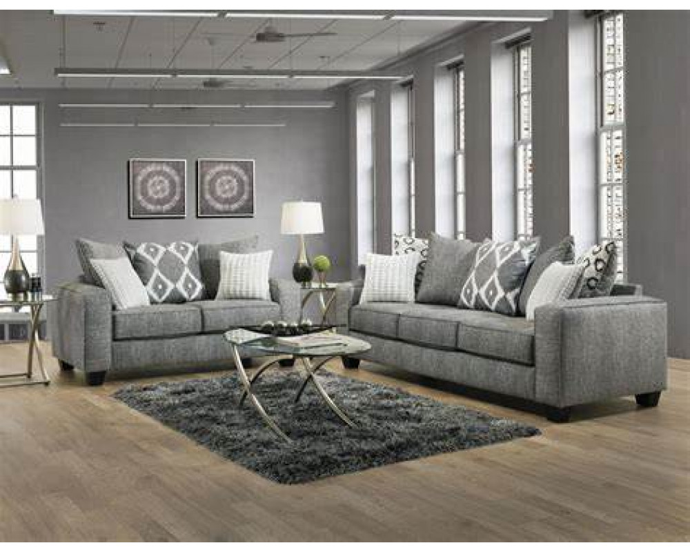 Good Deal Charlie Inc Stonewash Black Sofa Loveseat Living Room