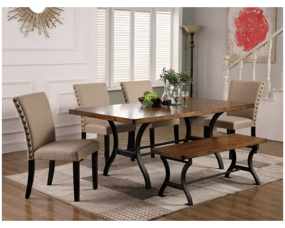Emmett Dining Table, 4 Chairs, & Bench