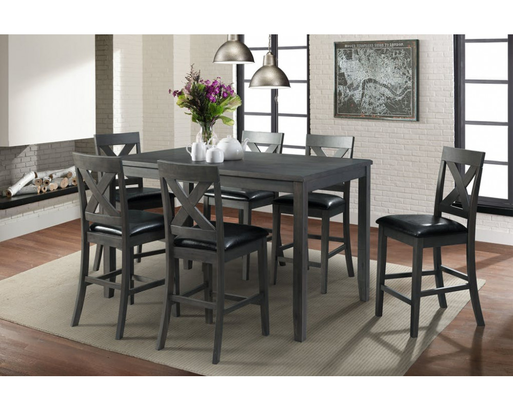 Good Deal Charlie Inc. Alex Grey Counter Height Dining Table & 6 Chairs - Counter Height Sets ...