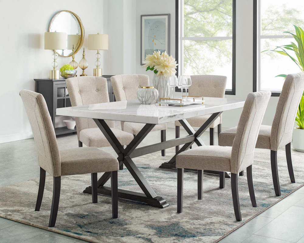 Good Deal Charlie Inc. Lexi Marble Table & 6 Chairs - Dining