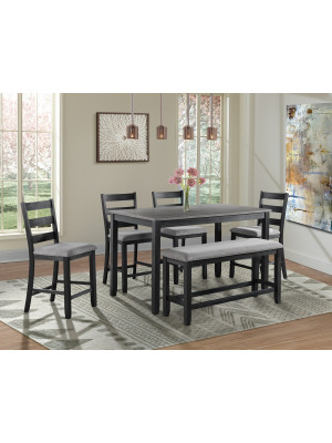 Martin Grey Counter Height Table, 4 Barstools, & Bench